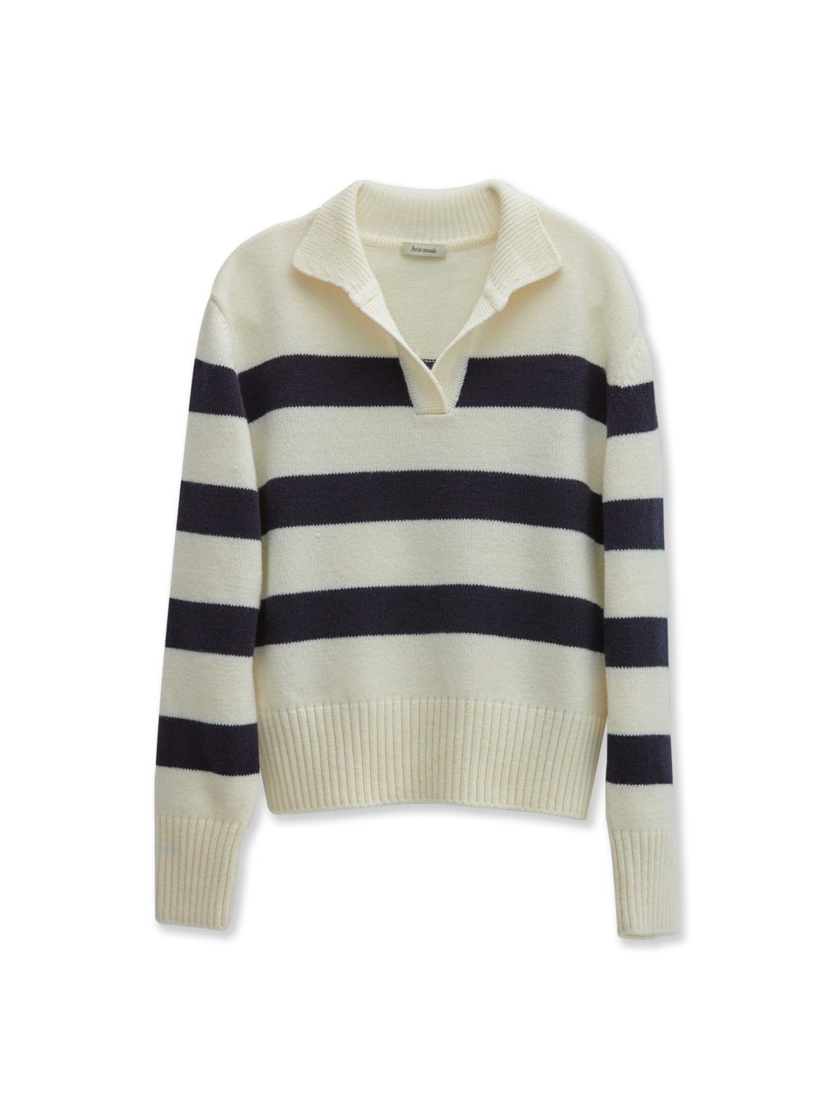 Open-Collar Striped Sweater