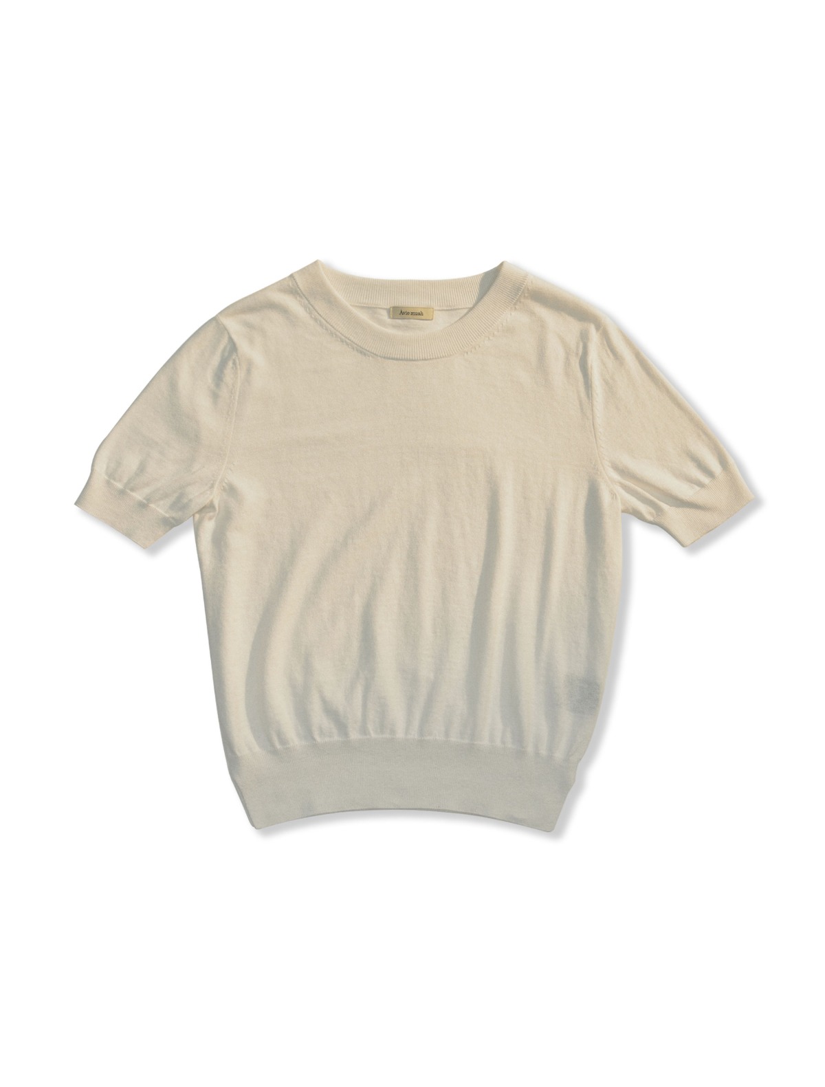 Cotton-Cashmere Short-Sleeve Sweater (White)