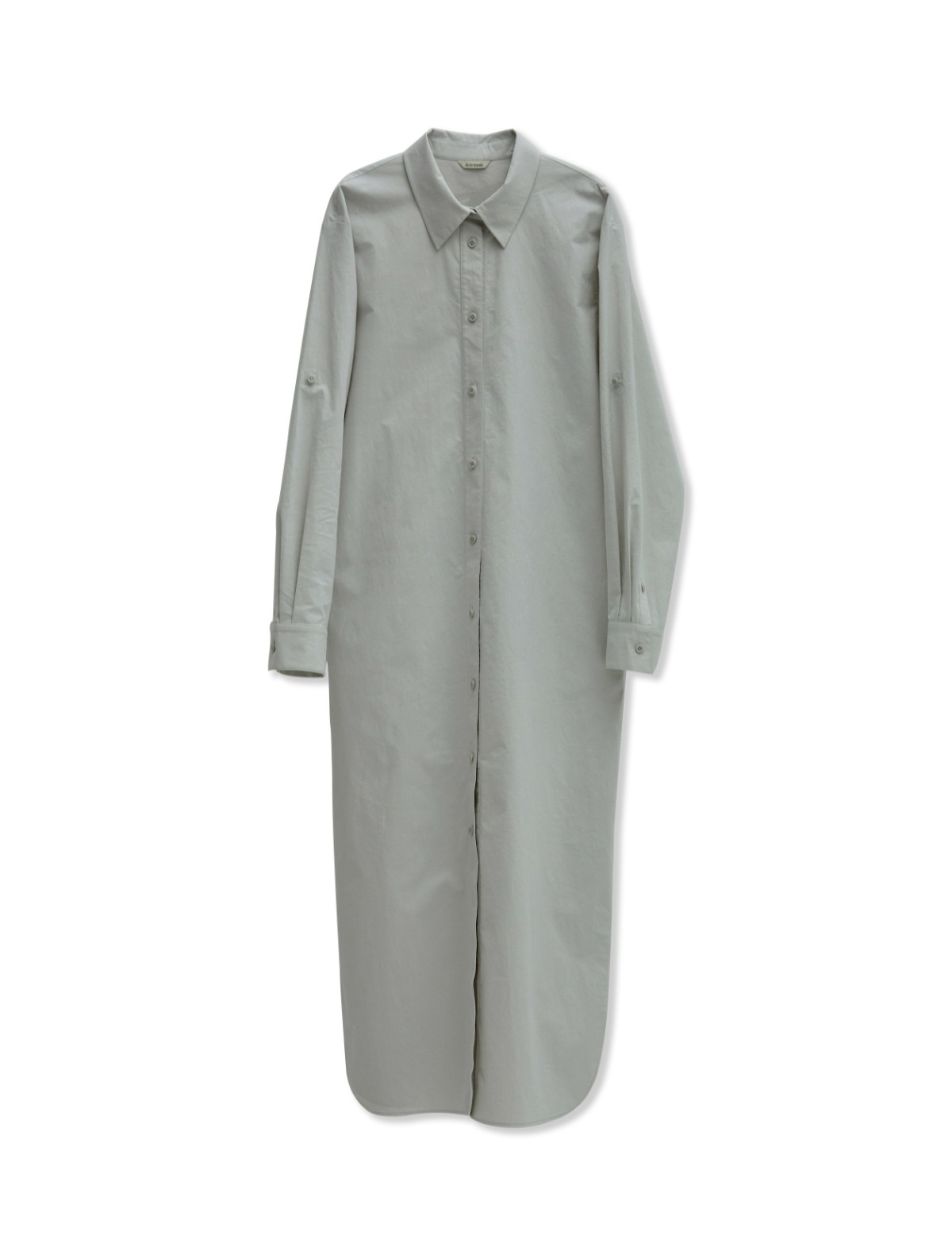 Roll-Up Sleeve Shirt Dress (Light Gray)