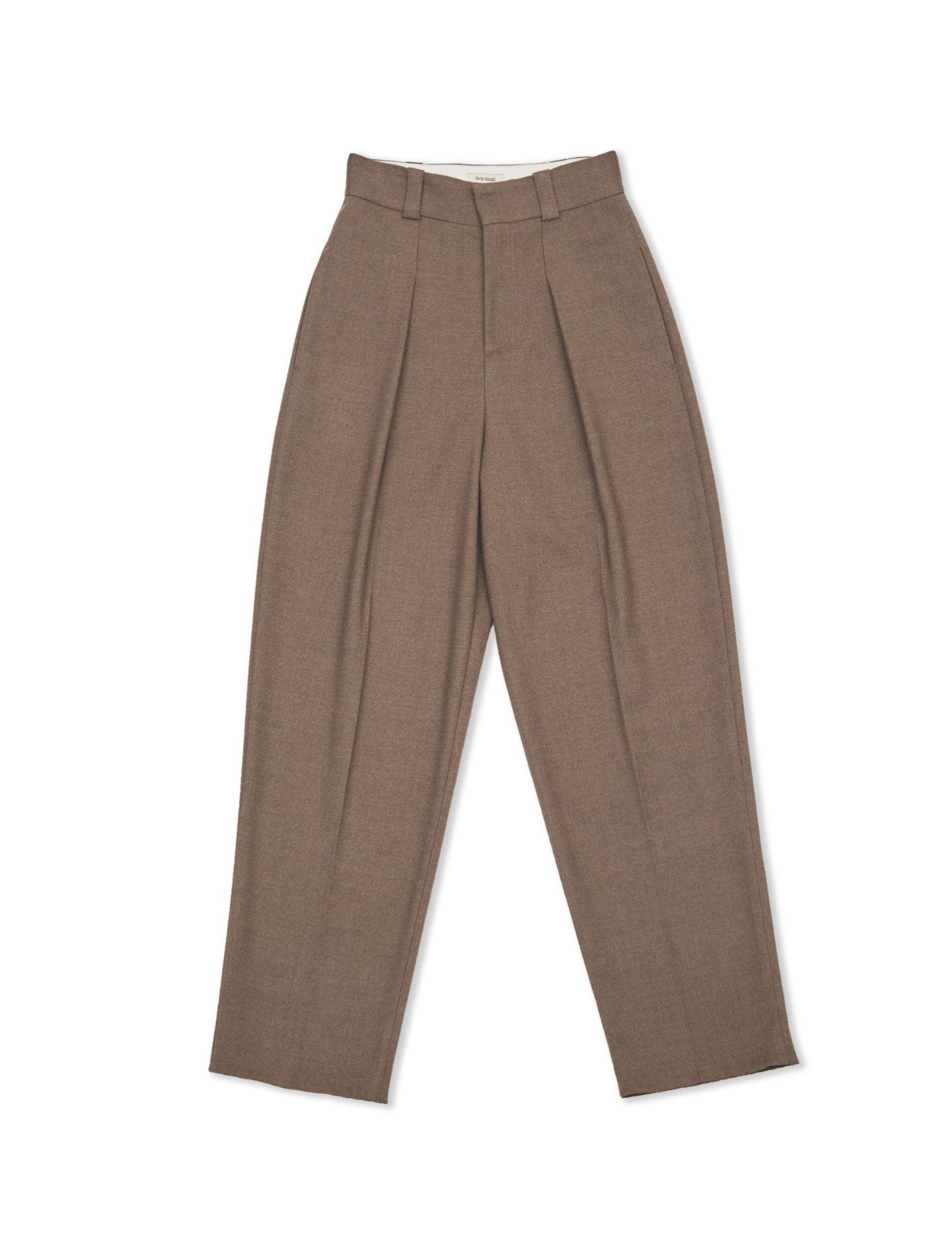 High-Rise Tapered-Leg Trousers (Brown)