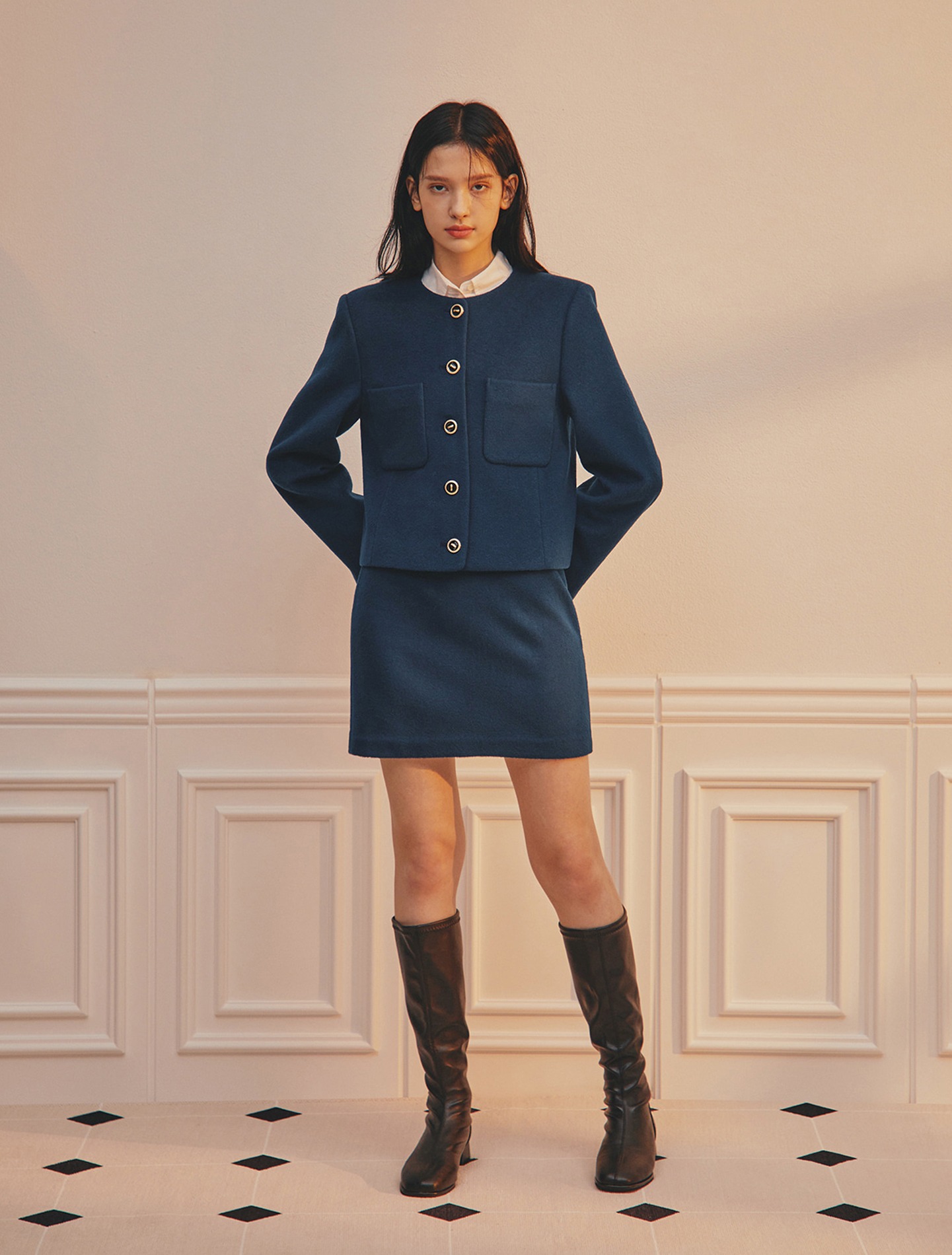 Wool-Cashmere Skirt (Classic Blue)