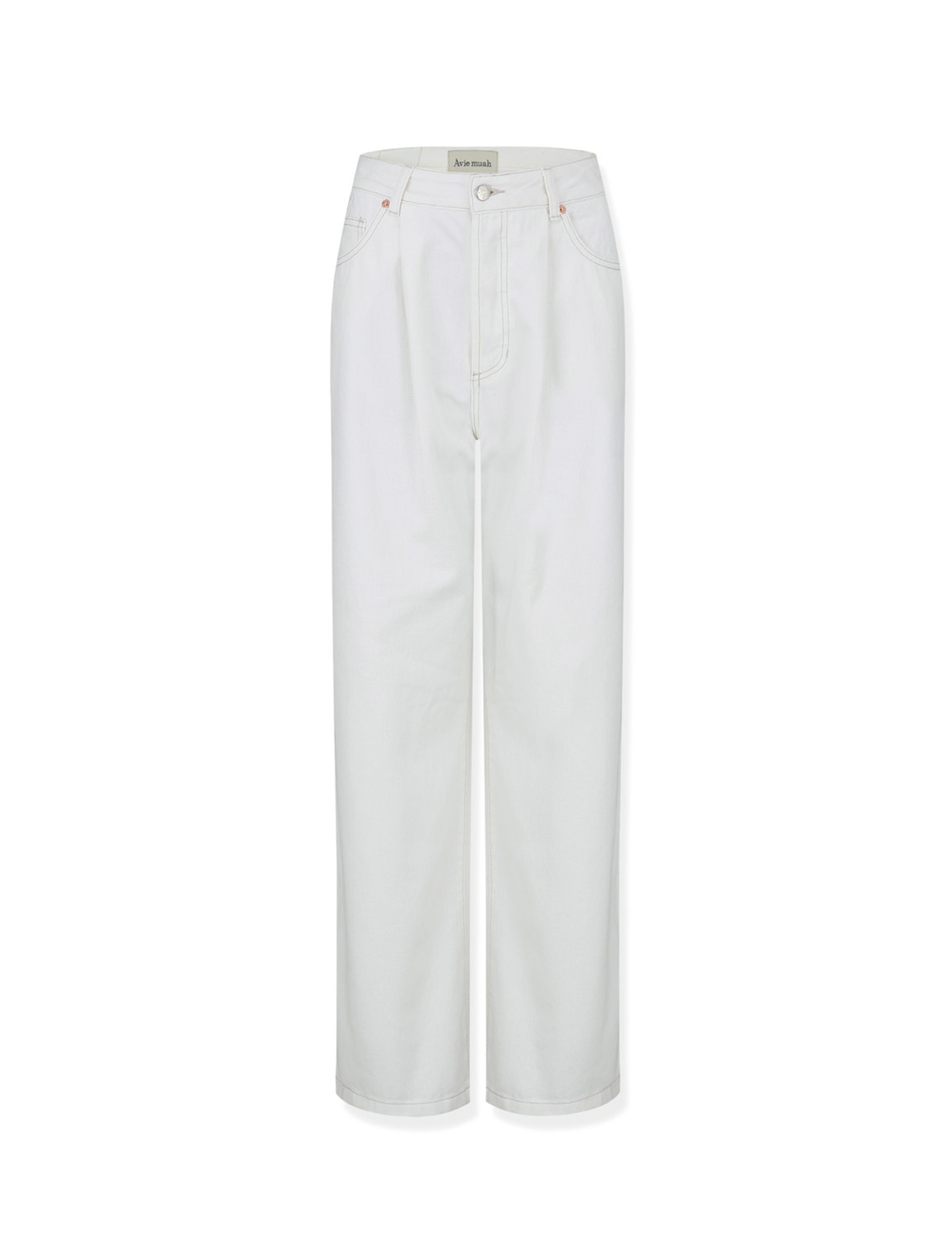 Pleated Wide-Leg Jeans (White)