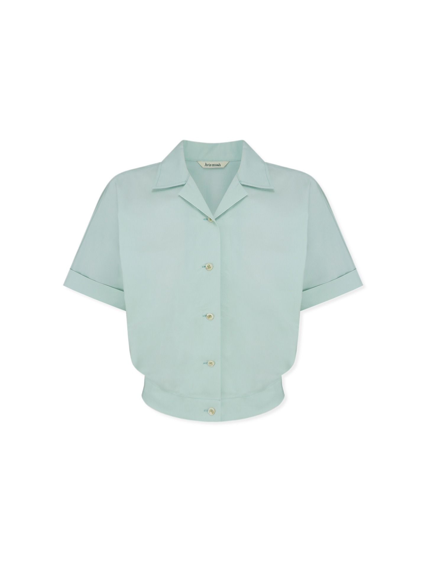 Cropped Cotton-Poplin Shirt (Mint)