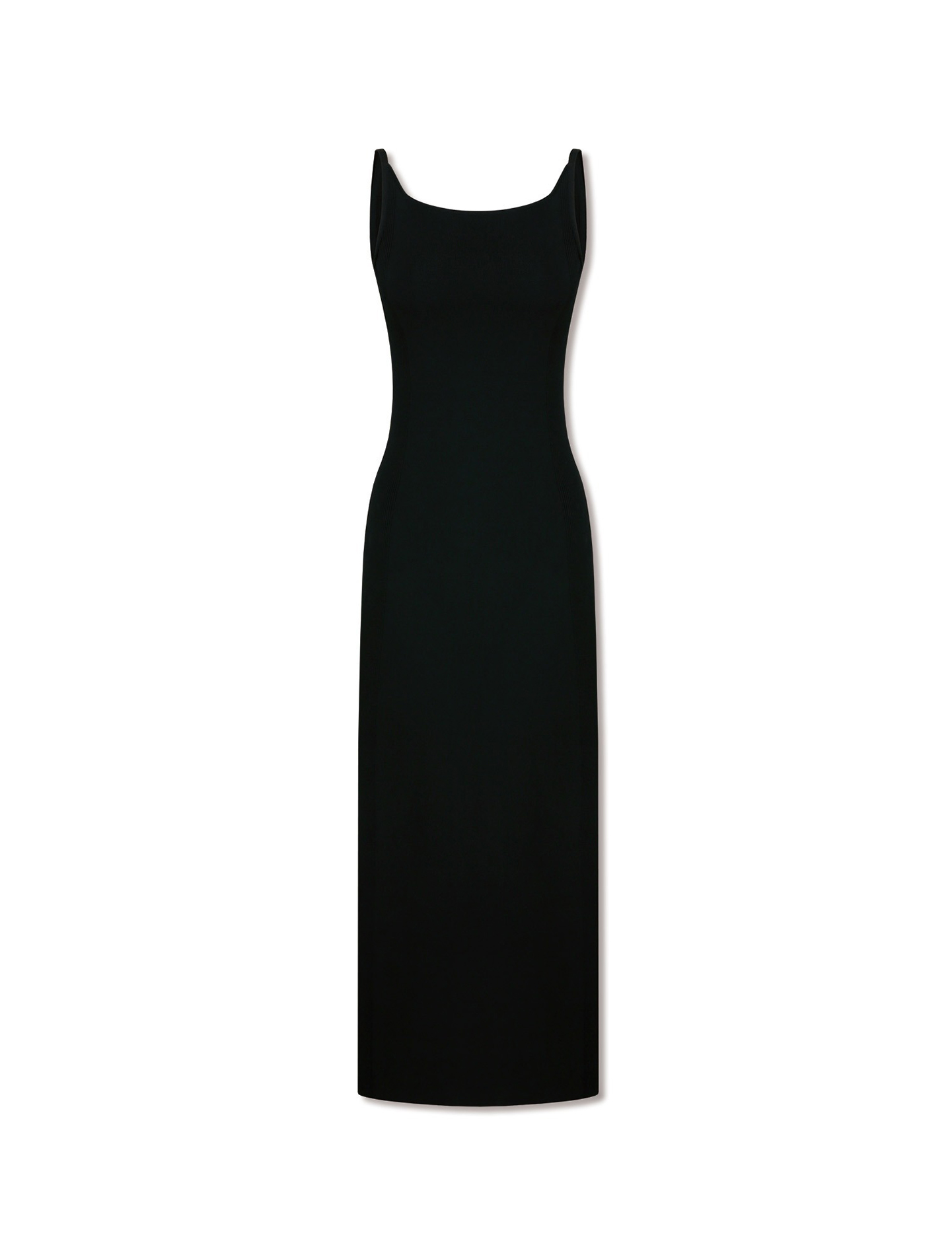 립드 니트 맥시 슬립 드레스 (블랙)